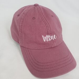 State of mind wine embroidered pink hat